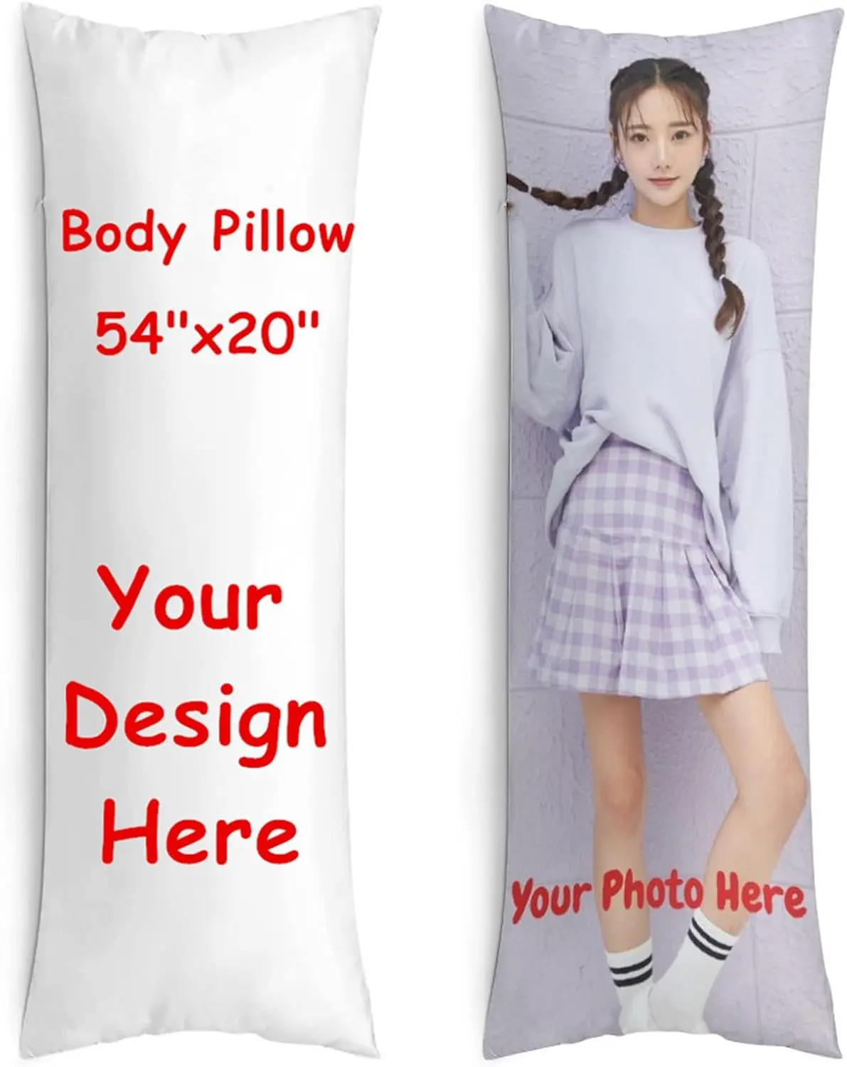 Custom Body Pillow Case Cover Personalized Long Pillowcover with Picture Text Customized Anime Body Pillow Bed Throw Cushion