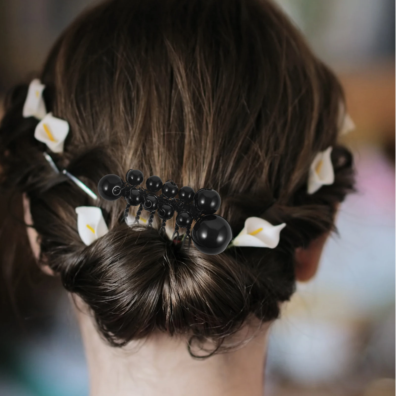 

1 set Black Hairpin Set Fake Pearl Decorative Accessories for Bridal Updos Women Hair Chopsticks Long Hair Bun Styles Wedding
