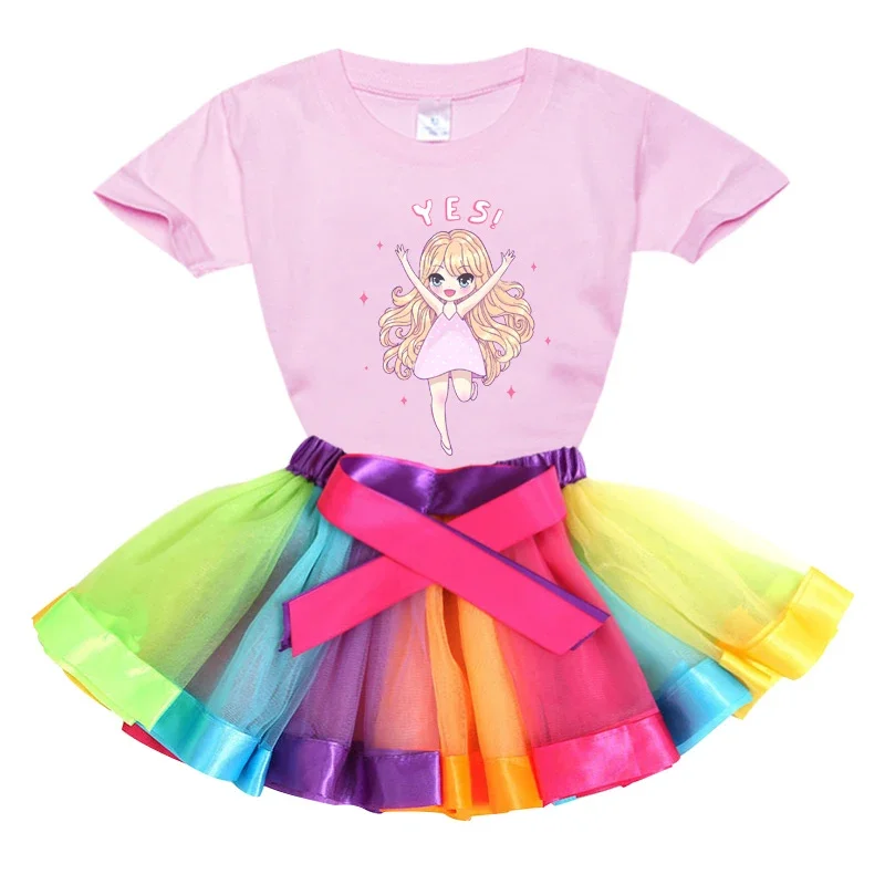 

Girls Tutu Dress Summer Kids Girls Clothes Cute Girl T-Shirt+Tutu Skirt 2pcs Baby Girls Sport Suit Toddler 2024 Clothing Sets