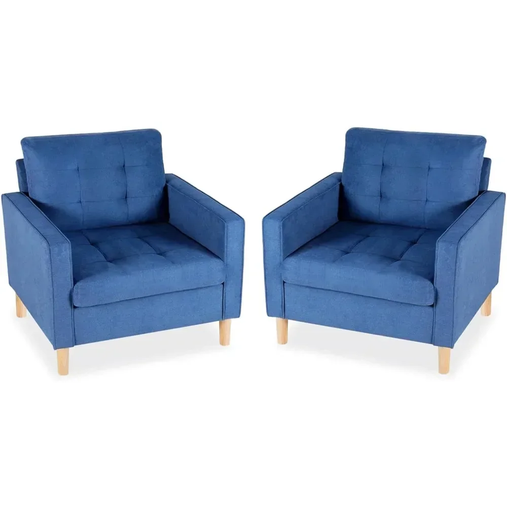 

SAT2 for Living Room Chair Set of 2 with Wood Legs & Tufted, Armchair Reading Chairs, Comfortable Accent Living Room Chair