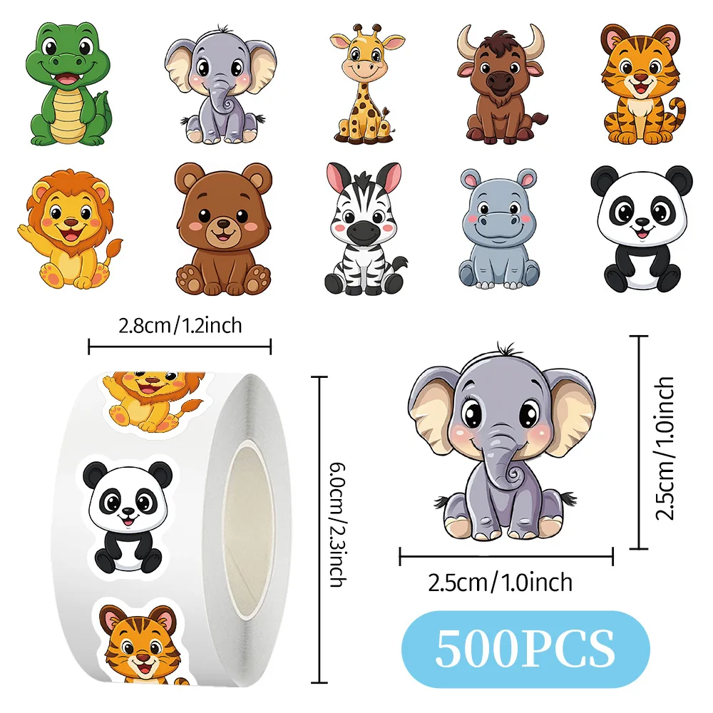500-1500pcs Adorable Animal Stickers Jungle Farm Ocean Animal Water Bottle Stickers Waterproof Vinyl Animal Stickers Skateboard, image 3