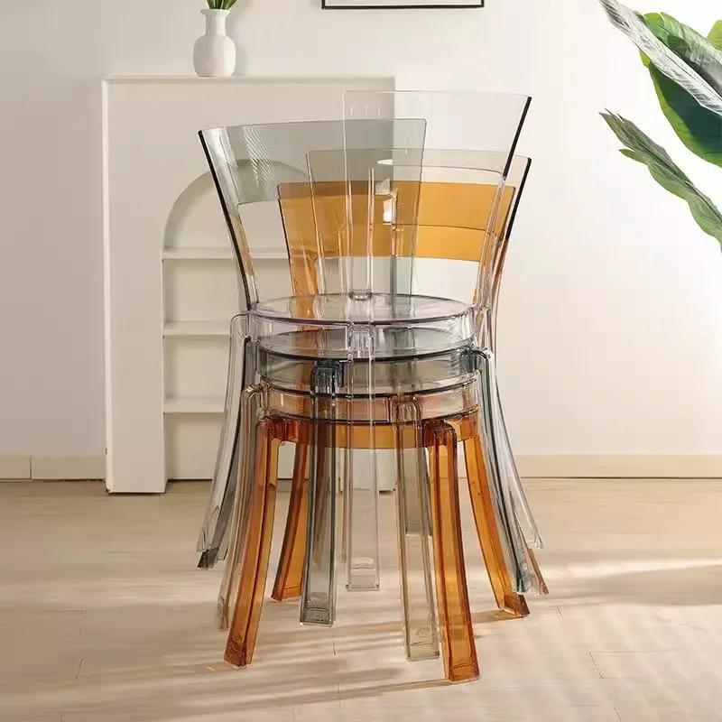 Acrylic transparent plastic home backrest hall Nordic modern simple thickened stackable dining chair