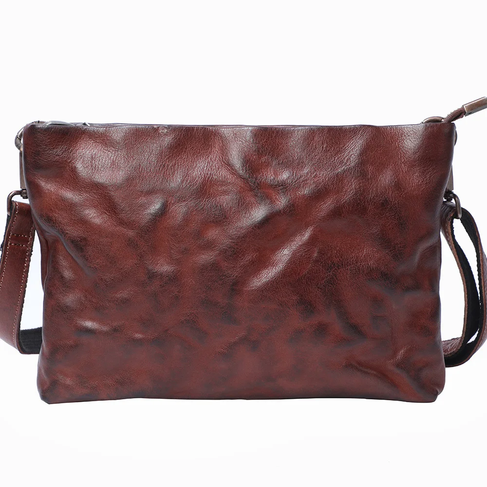 S.WORKER Vintage Echtleder Herren-Clutch-Tasche, Schultertasche, Handgefertigte Mini-Handtasche für Handy & Schlüssel – Detail 11