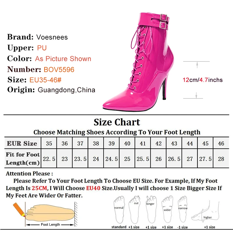 Lady Sexy Pink Fetish Zip Ankle Boots T Show Pointy Toe Lock Belt Buckle Club Party Shoes Thin High Heels Laces Boots For Women