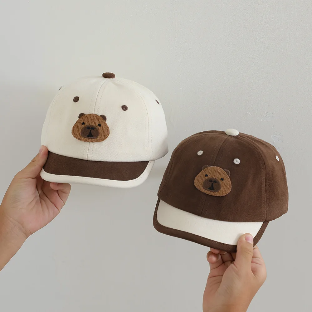 Miniso 春と秋のファッション対照的な子供の野球帽少年少女ベビー日焼け止め太陽の帽子かわいいカピバラ野球帽