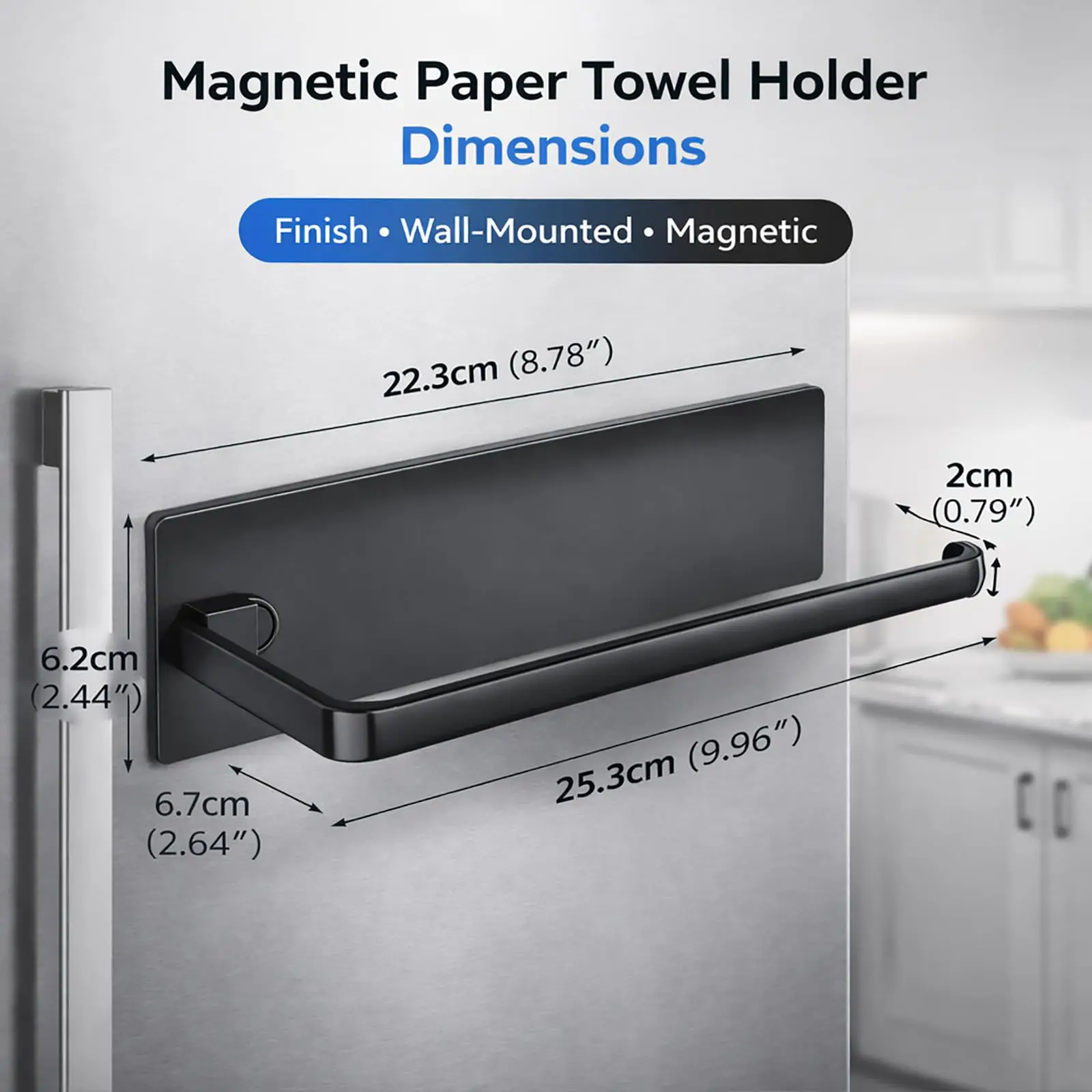 Magnetic Paper Towel Holder for Refrigerator Magnetic Towel Bar Wall Mount Kitchen Roll Holder for Fridge Metal Surface