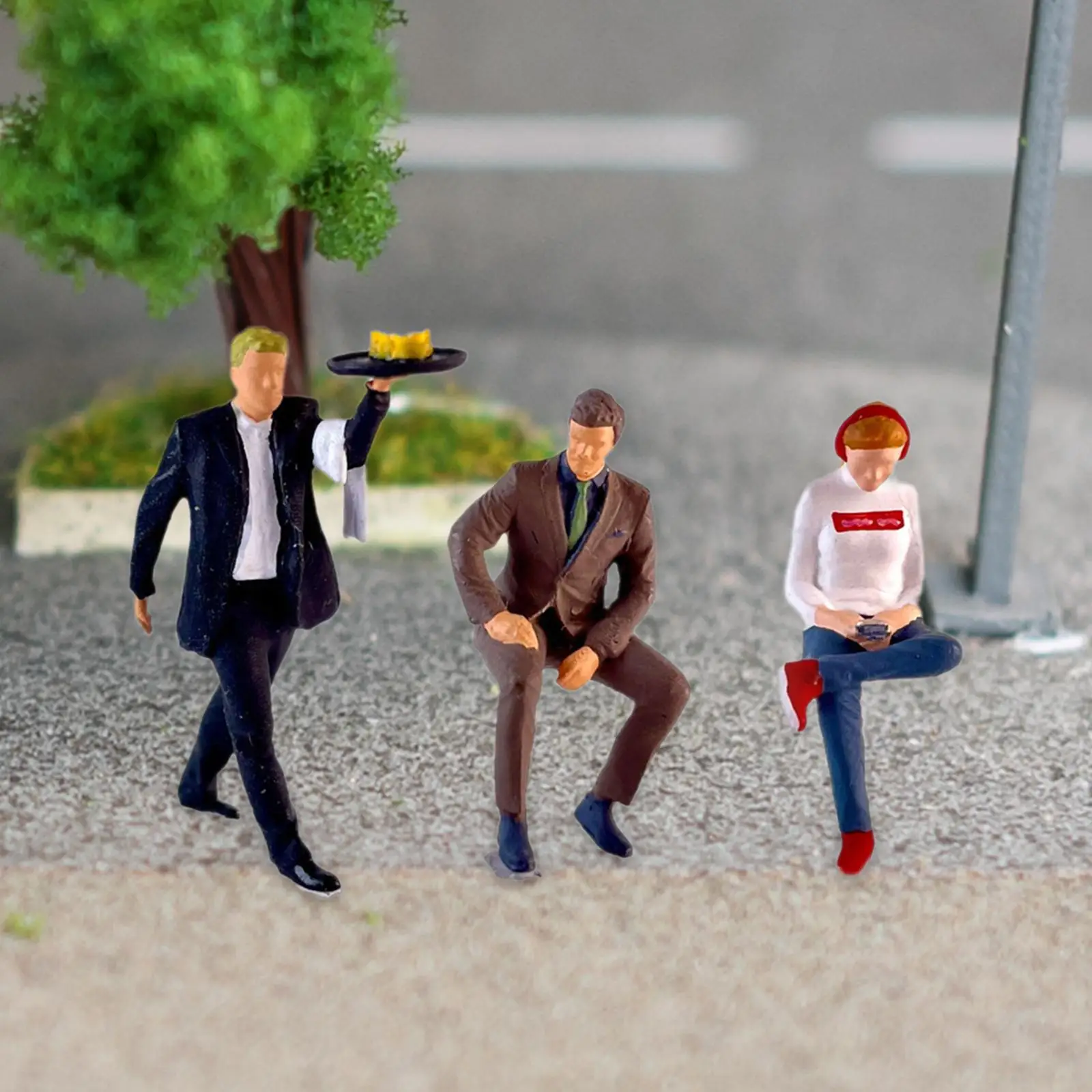 Juego de 3 mini figuras de restaurante a escala 1:64 para decoración de micropaisaje
