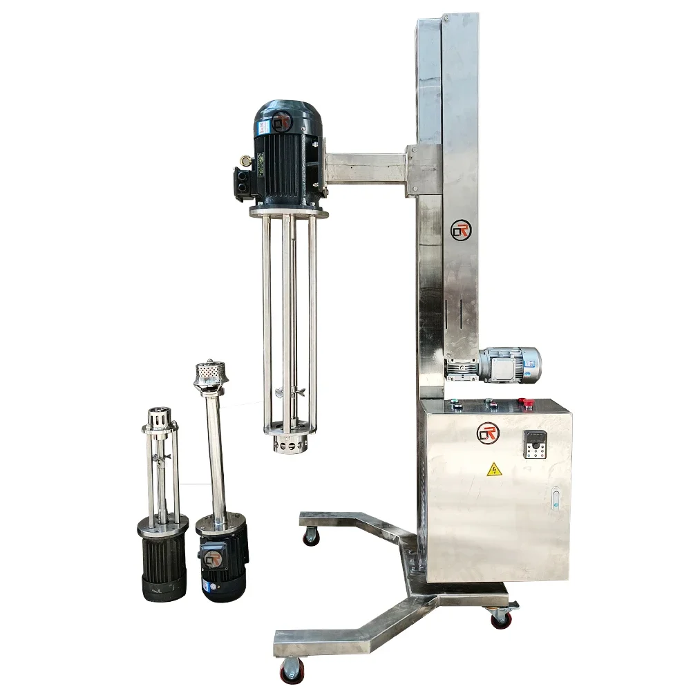 Stainless Steel Cosmetic High Shear Pneumatic Lifting Homogenizer Mixer Movable High Shear Emulsifier Mixer High Shear Mixer
