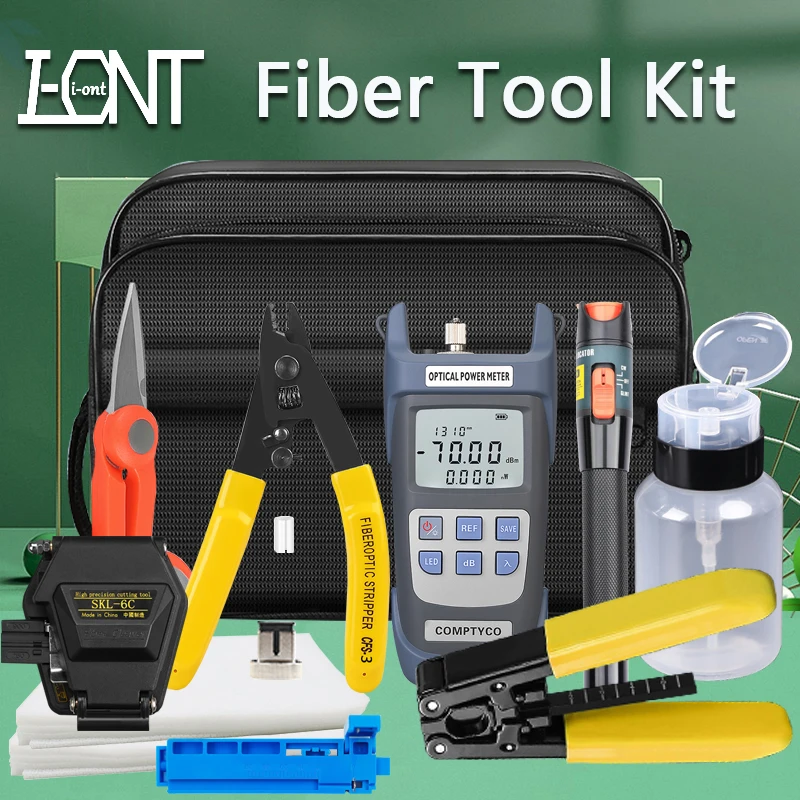 

FTTH Fiber Optic Tool Kit SKL-6C Fiber Cleaver -70~+10dBm Optical Power Meter with 15mw Visual Fault Locator