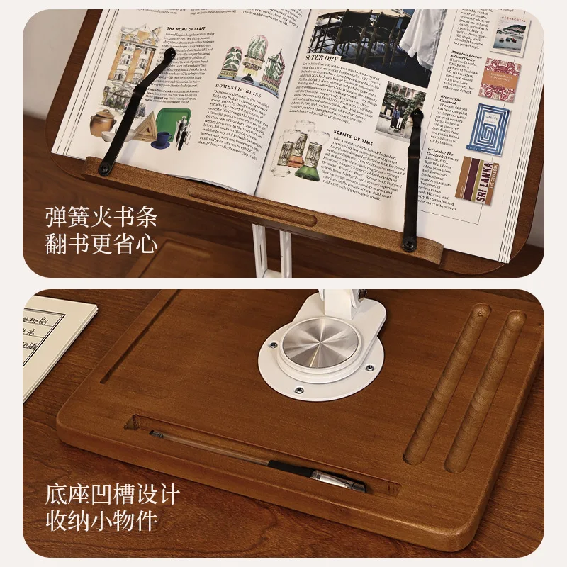 Suitable forNanzhu Bookshelf Desktop Wooden Bookcase Fixed Books Picture Books Lifting Notebook Reading Stand