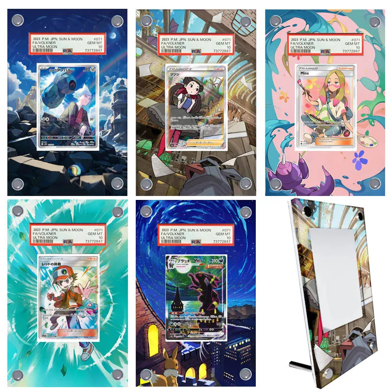 Pokemon Sv9 Steven Stone Lillie Acrylic Psa Rating Expanded Painting Stuck Brick Anime Game Collection Card Display Stand