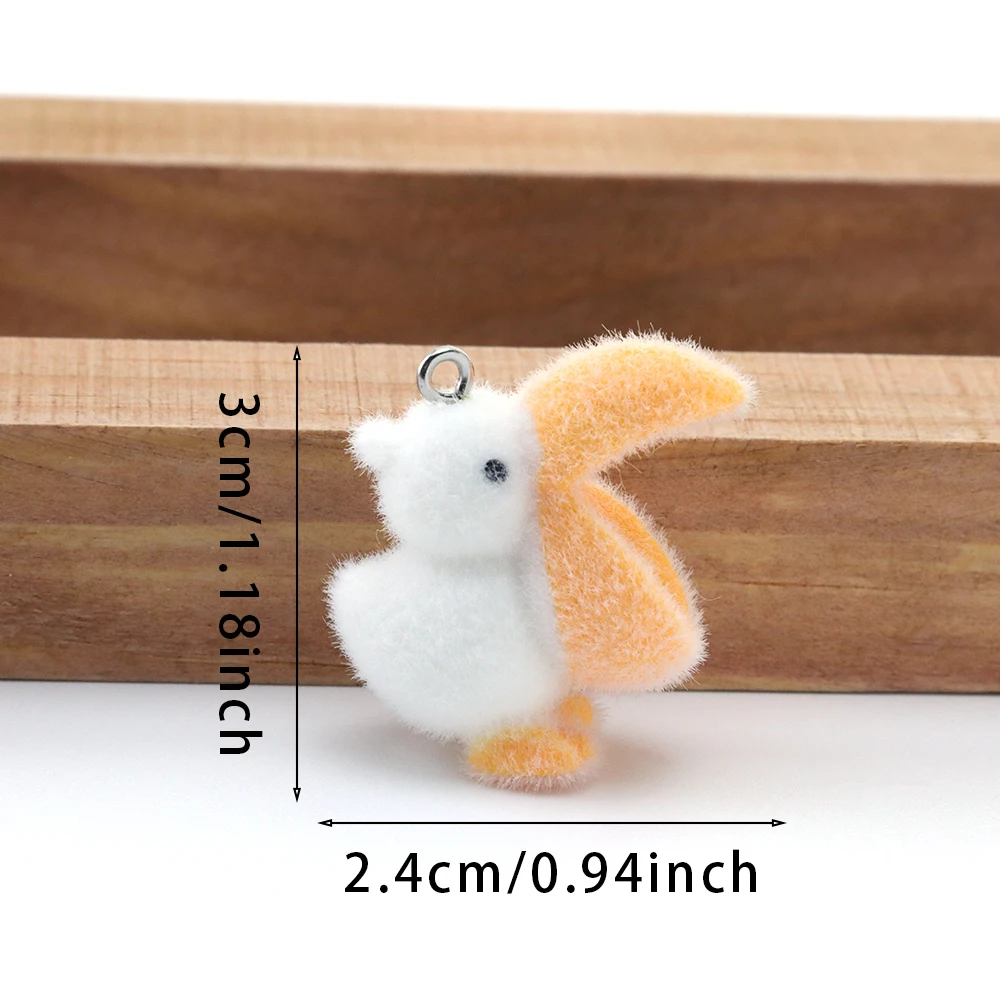 10pcs 3D Resin Flocking Pelicans Charms Cartoon Cute Animal Pendant for Necklace Earring Keychain Making DIY Jewelry Accessories