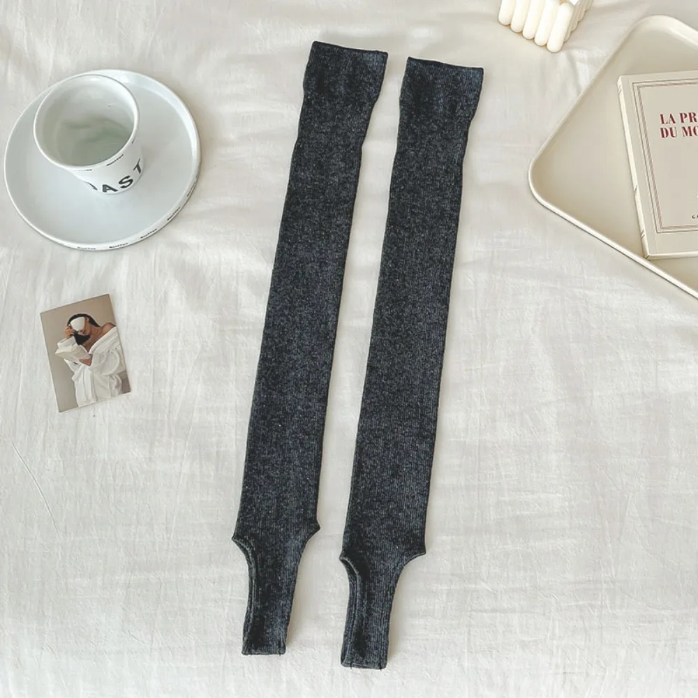 

Thick Simple Long Knee High Socks Ballet Style Mid-calf JK Stockings Stepping on Feet Vertical Stripes Calf Socks Spring