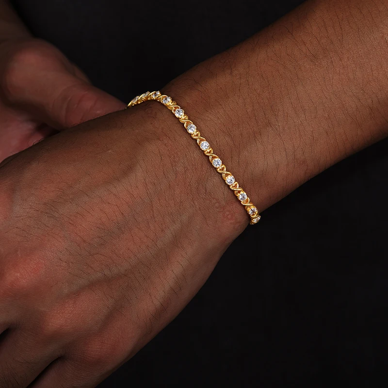 TUHE Classic Moissanite Tennis Bracelet 925 Silver Round Brilliant Cut Diamond Chain for Women Hip Hop Jewelry Gift view 4