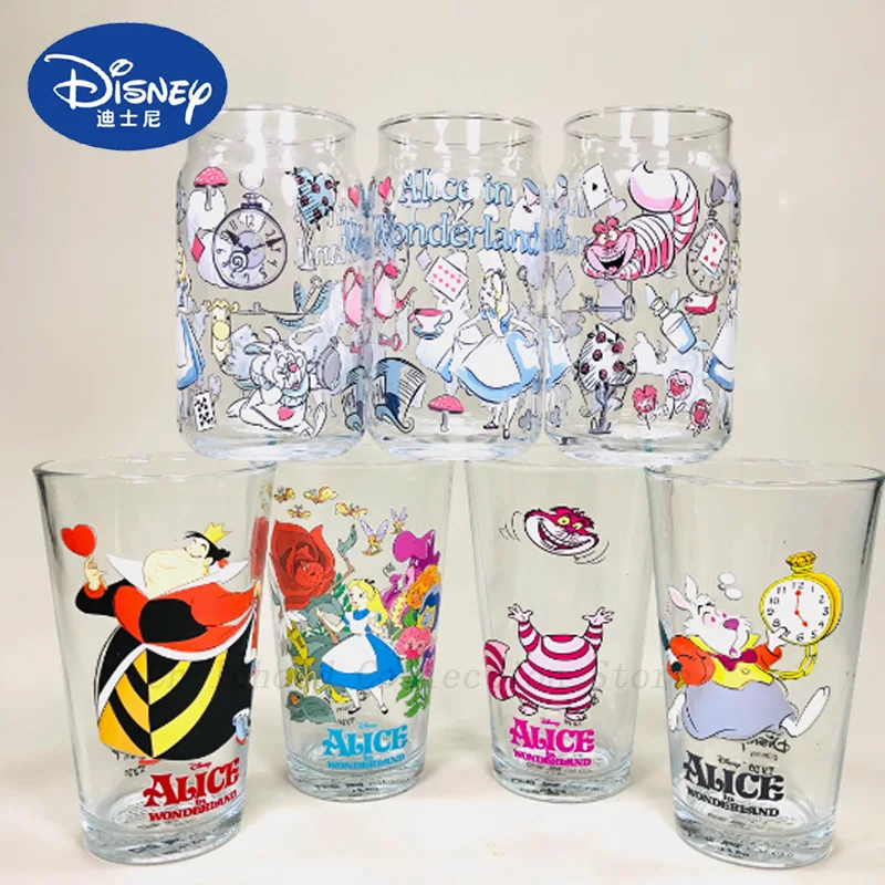 Kawaii Disney Alice In Wonderland The March Hare Queen Of Hearts Cheshire Cat Action Figure Toys Glass Anime Cup Birthday Gifts