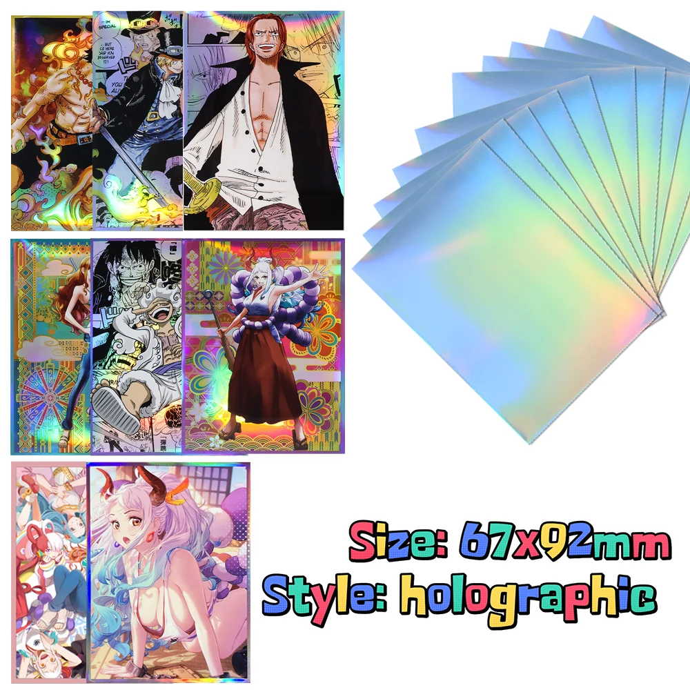 One Piece Themed Card Sleeves 60 PCS 67X92mm Standard Size Card Luffy Shanks Yamato Nami Foil Card Sleeves Fit for PTCG/MGT