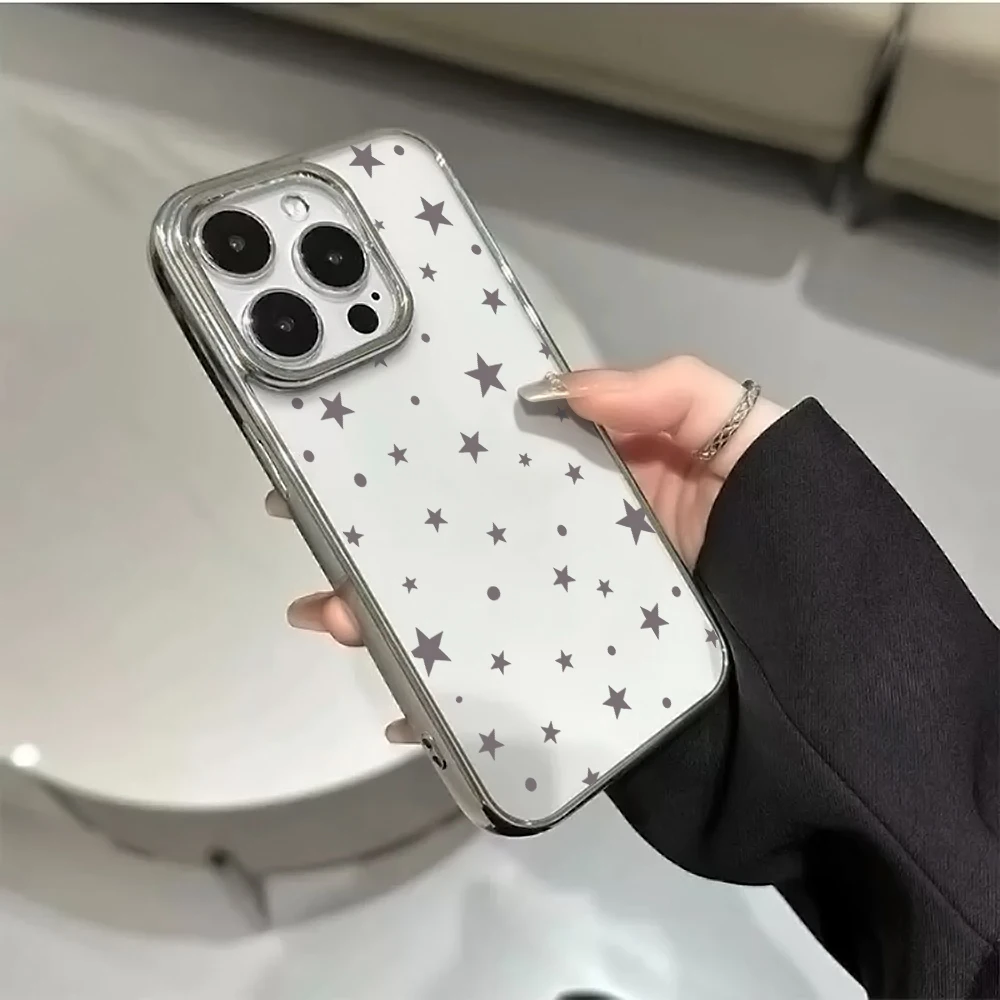 Y2K Stars Fashion Clear Cases For iPhone 15 Pro Max Case iPhone 16 Plus 13 14 15 12 11 17 Air XR Transparent Plating TPU Cover view 6