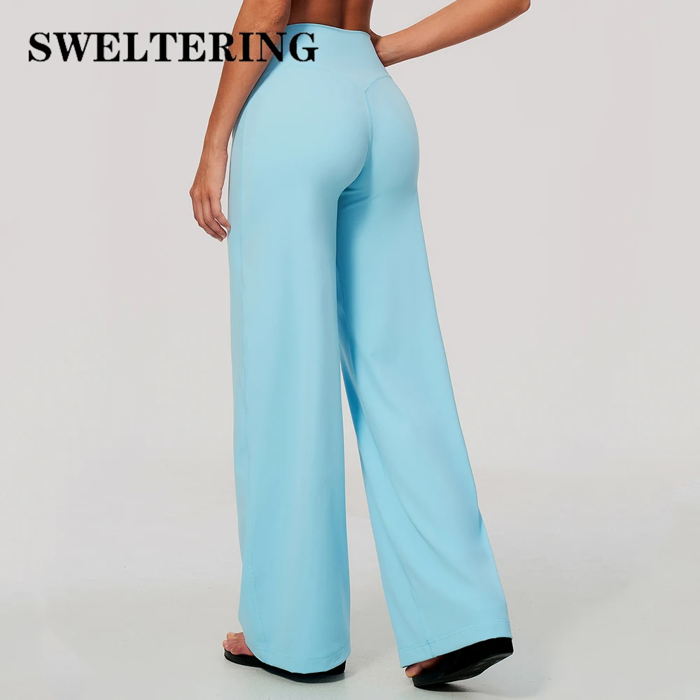 High Waist Wide Leg Yoga Pants Women's Breathable Sports Fitness Bell-bottoms Pants Female Workout Jogging Flared Trousers
