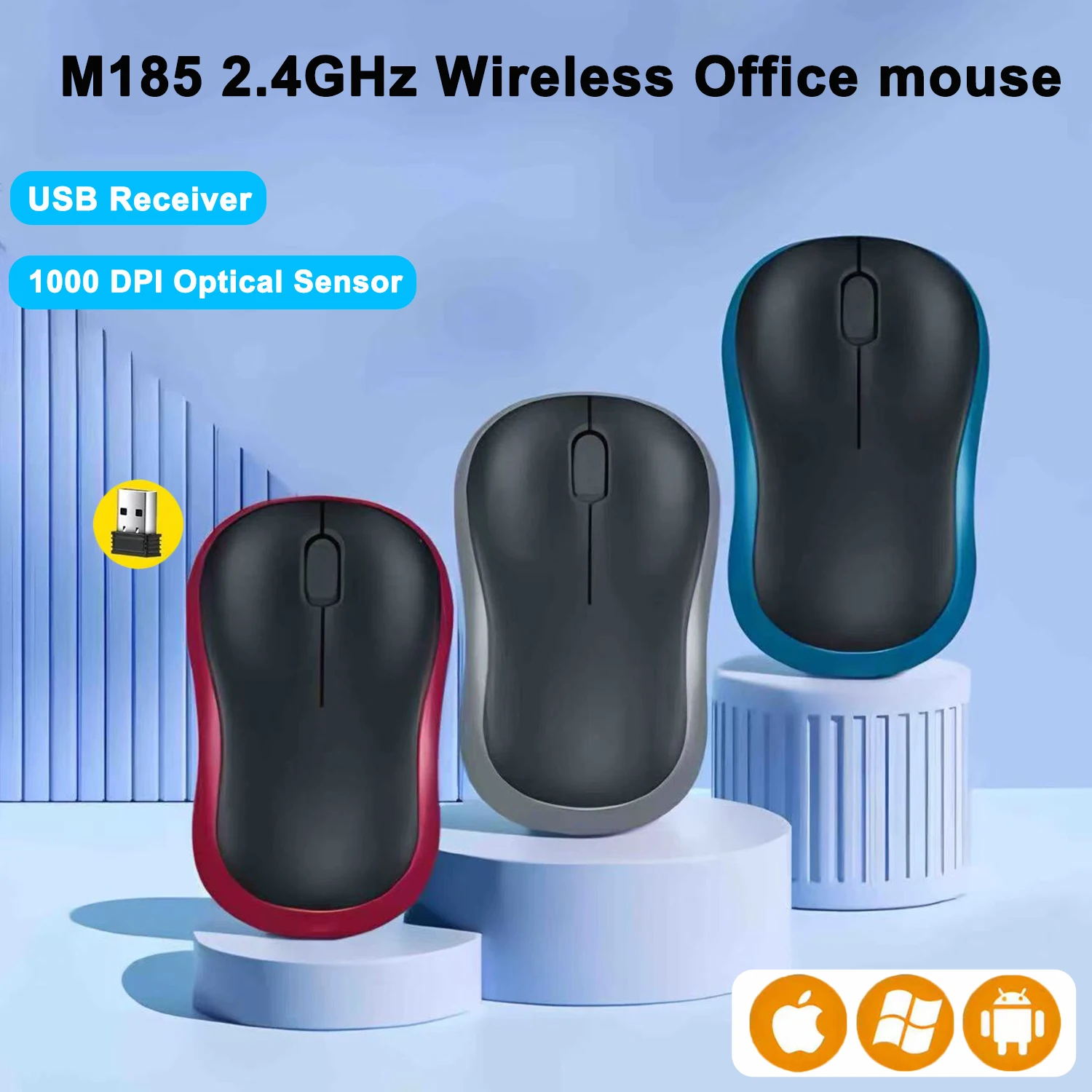 M185 2.4 GHz USB Wireless Mouse 1000DPI 3 Buttons Silent Gaming Optical Navigation Mice for PC/Laptop Mouse Gamer