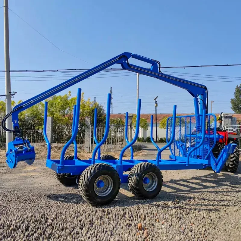 Hydraulic Log Grapple Trailer Foldable Auxiliary Stand Small Farm Yard Forest Timber Log Moving Towing Gear