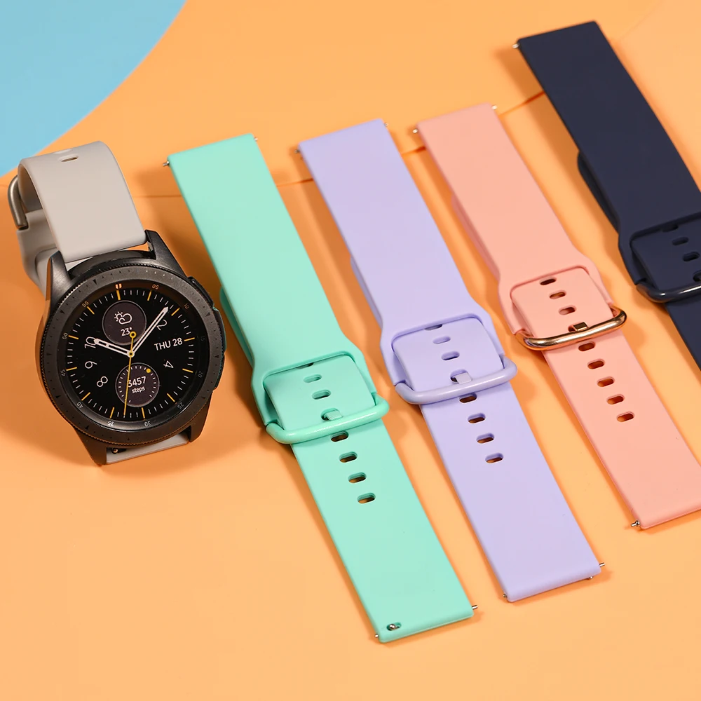 حزام لسامسونج النشطة 2 42 مللي متر 40 مللي متر/جير S3 الحدود هواوي GT 2/برو سيليكون 20 مللي متر 22 مللي متر سوار غالاكسي ساعة 3/4 الكلاسيكية الفرقة