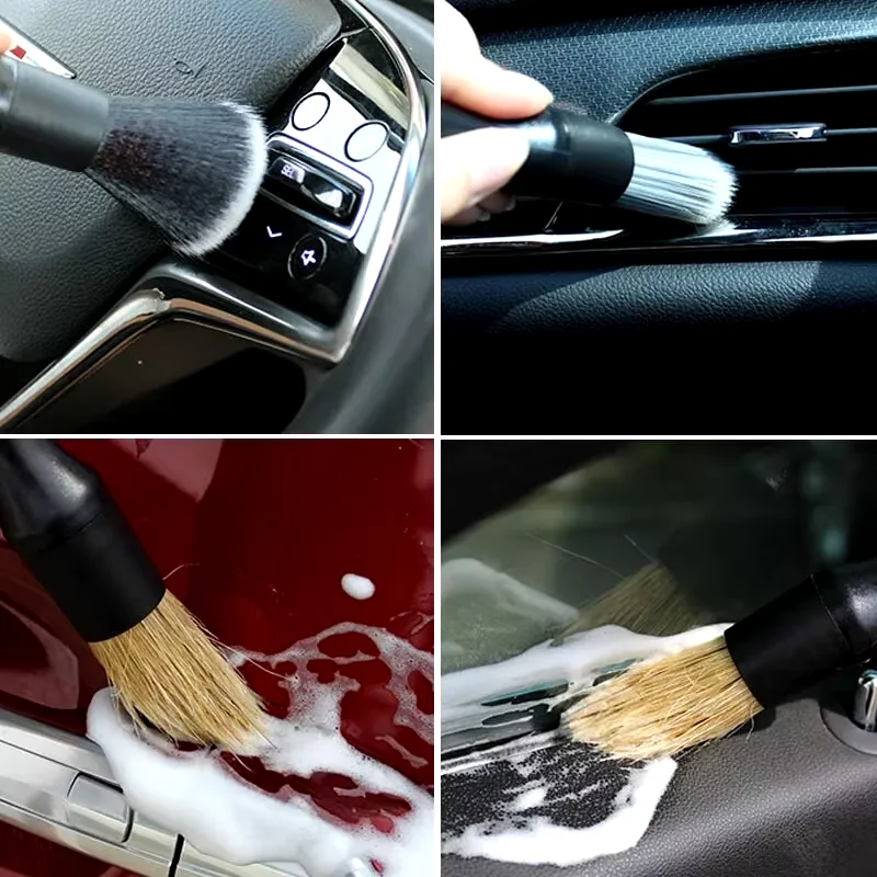 3pcs Cleaning Brush Car Air Conditioning Vent Clean Crevice Sweep Dust Duster Car Interior with Brush Car Wash Tool Set image 4