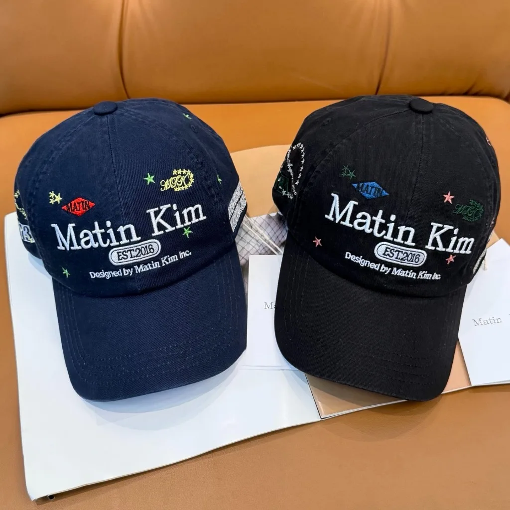 MATIN KIM Vintage Washed Baseball Cap Men Women Embroidered Letter Cotton Dad Hat Adjustable Streetwear Outdoor Casual Sun Cap