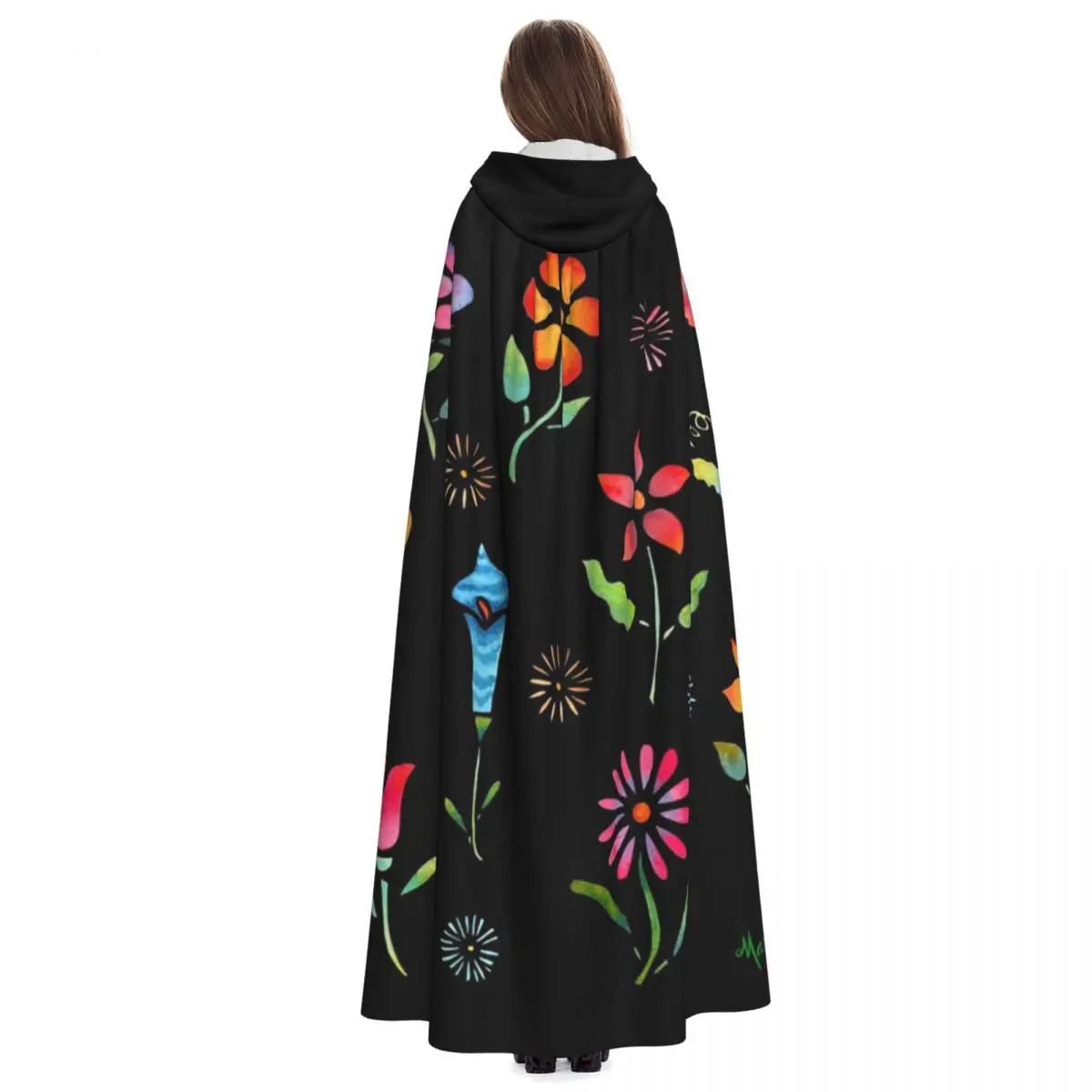 花ロングフード付きマント魔女中世衣装コスプレケープハロウィンコート大人ユニセックス