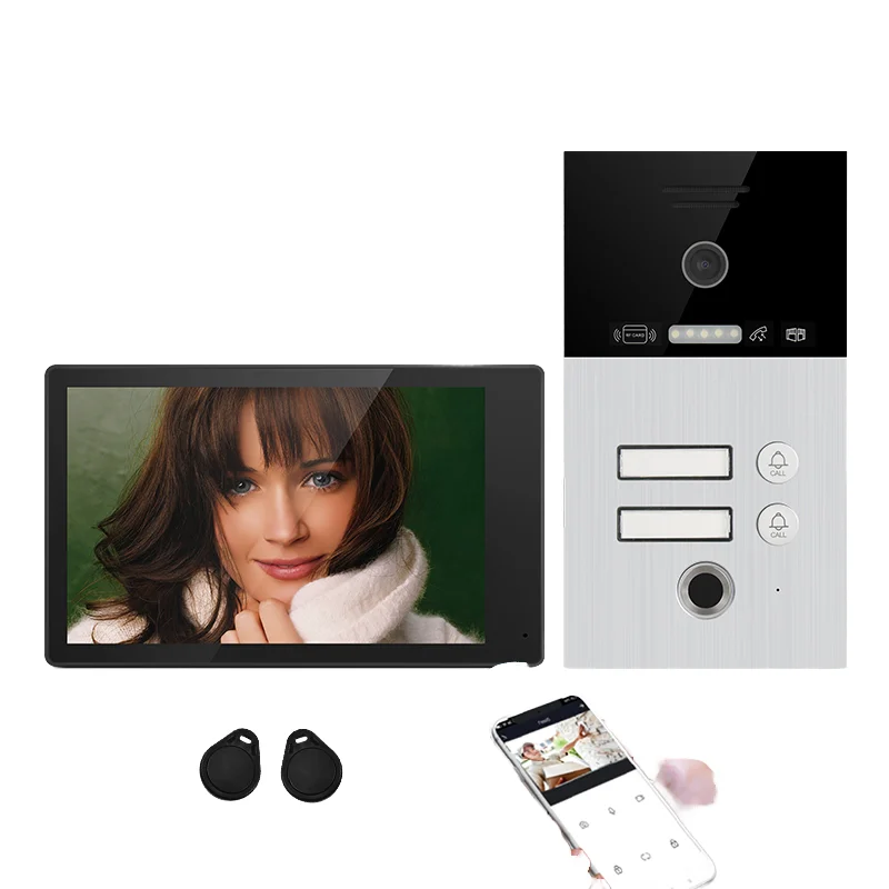 Fingerprint Password APP Remote Unlock Video Intercom 8 Inch Monitor Wifi Wireless Video Doorbell Door Phone Intercom System
