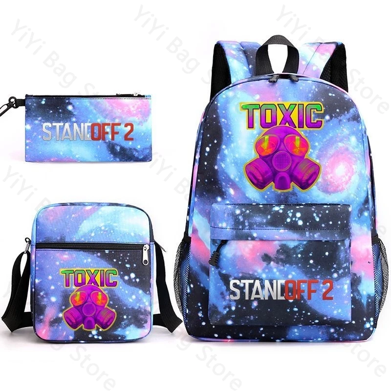 Standoff2 Backpack Student School Bag Pencil Case Shoulder Bag Three Piece Set Fashion Game Print Children Durable SchoolBag