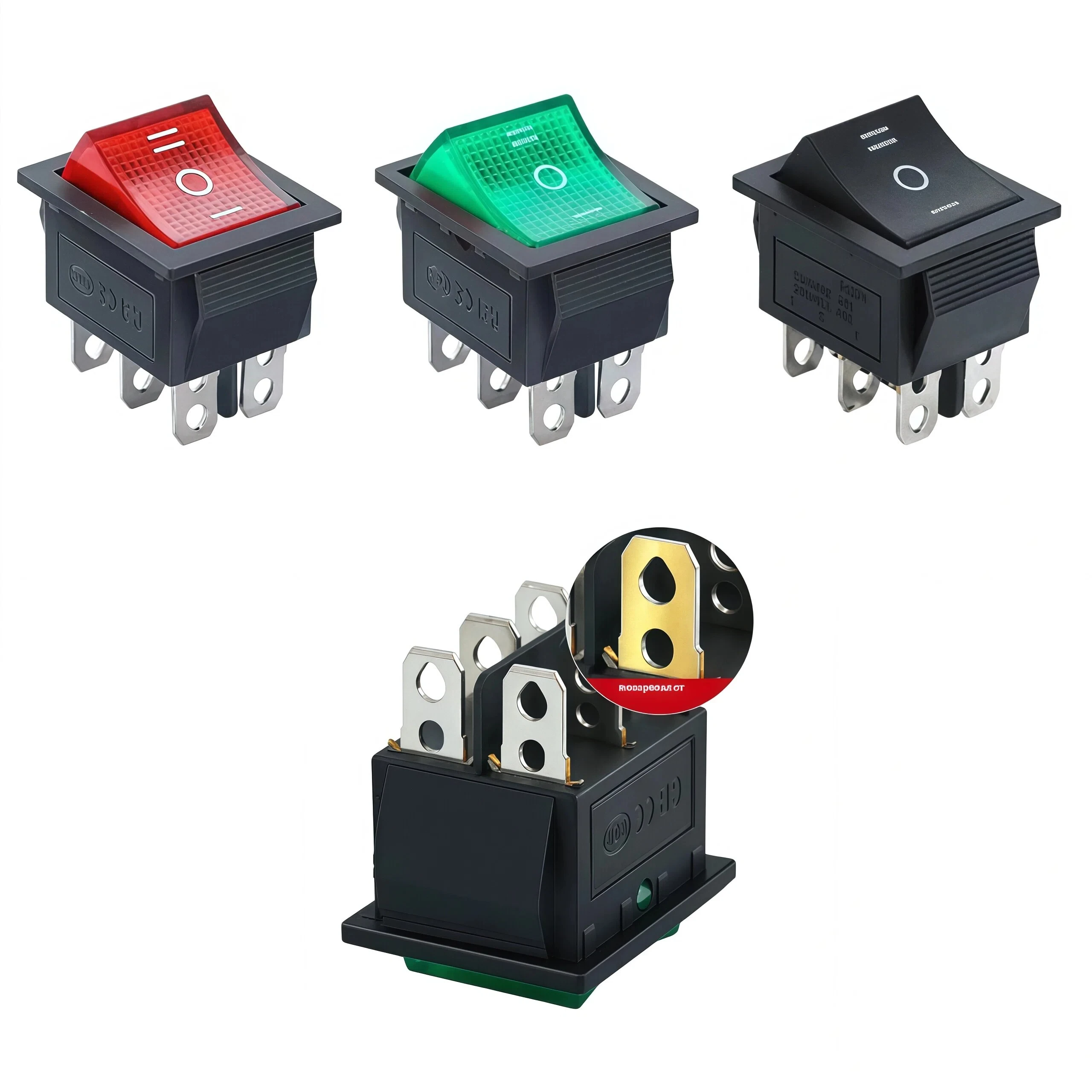 31x25 مللي متر KCD4 الروك التبديل 4 دبابيس 2/3 موقف جهاز كهربائي مع مفتاح الإضاءة 16A 250VAC / 20A 125VAC #3