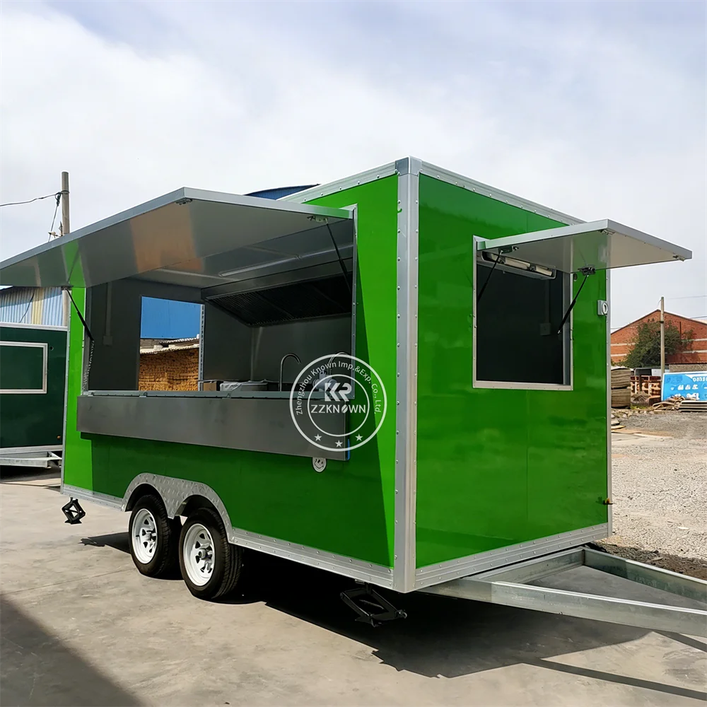 

Concession Mobile Catering Truck Customizable Custom Stainless Steel Food Trailer Street Pizza Food Truck Fully Equipped