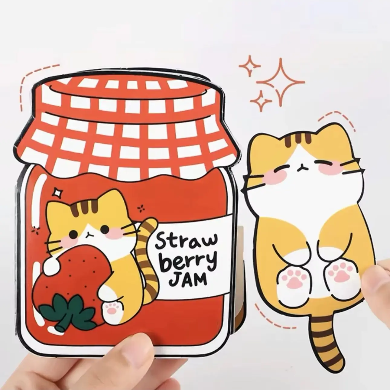 Strawberry Jar Cat Paper Quiet Book DIY Kit, Kids Daily Life Scrapbook Craft Toy with Materials, Handmade Relaxing Activity Book