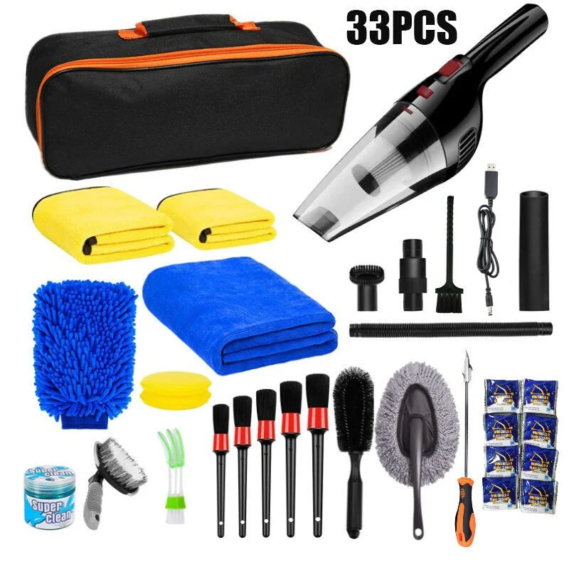 Complete Vehicle Beauty Cleaning Kit – Tire Wheel Scrub Brushes, Exterior Wash Mop & Detailing Accessories