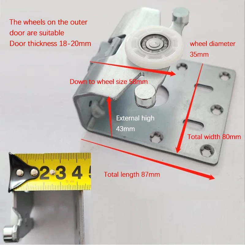 E008 External Hanging Door Wheel, Wardrobe Sliding Door Hanging Track Pulley Replacement Parts
