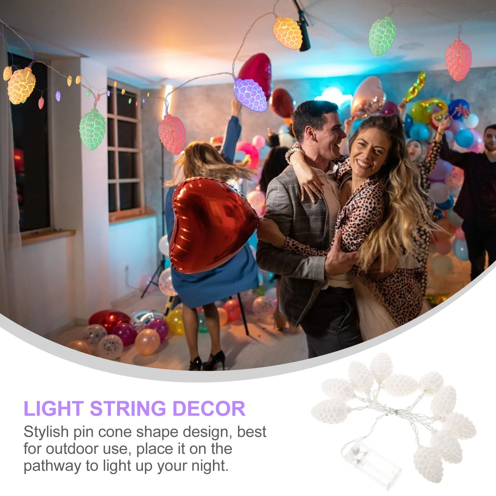 

1 Set Led Pine Cones Light String Decor For Outdoor Garden Yard Party Plastic String Lights Energy Saving Decorative Lighting