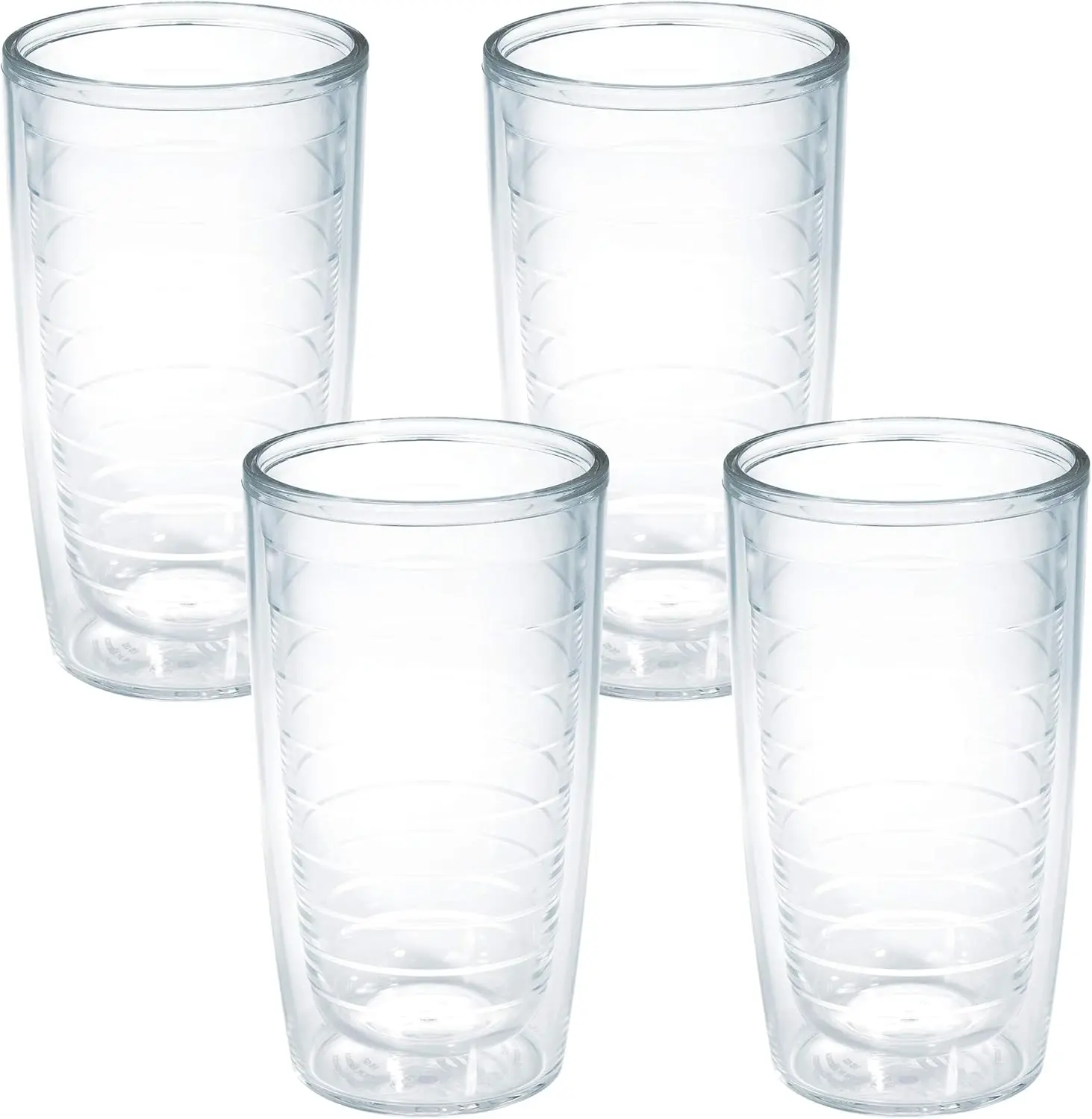

Double-Wall Insulated Tumbler Set, 16oz Travel Cup Keeps Drinks Hot & Cold, Clear 4-Pack