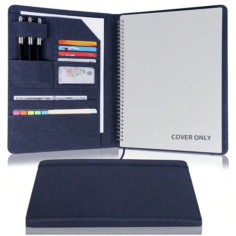 

Trifold Planner Cover For Smart Notebook | Executive Size A5 (8.8\X6\) Portfolio Organizer With File Pocket | Waterproof Protective Case For & Accessories (Black)