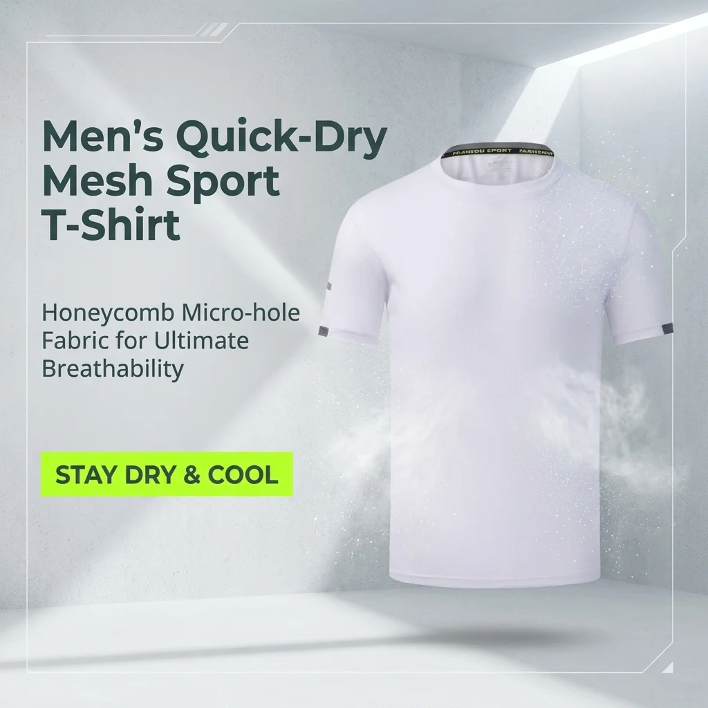 Men Quick‑Dry Sport T‑Shirt Custom Print Embroidery Logo Breathable Short Sleeve Running Workout Gym Tee Night Reflective Top