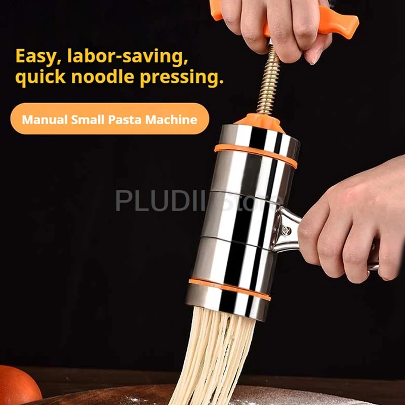 Handmatige noedelmachine van roestvrij staal met 6 pastavormen Multifunctionele pastamachine voor het kookgereedschap in de keuken