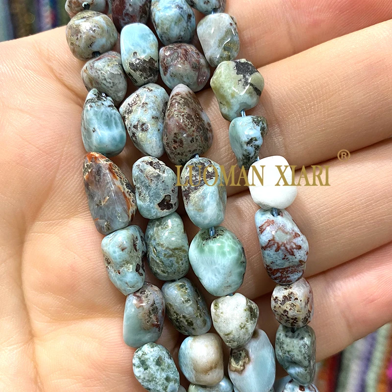 8-10mm Natural AB Larimar Irregular Stone Loose Spacer Beads for Jewelry Making Diy Earrings Bracelets Charms Accessories