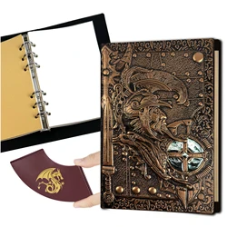 DND-Cuaderno de diario, libro único de 400 páginas con cuero en relieve 3D para mazmorras y dragones, accesorios para dados D & D