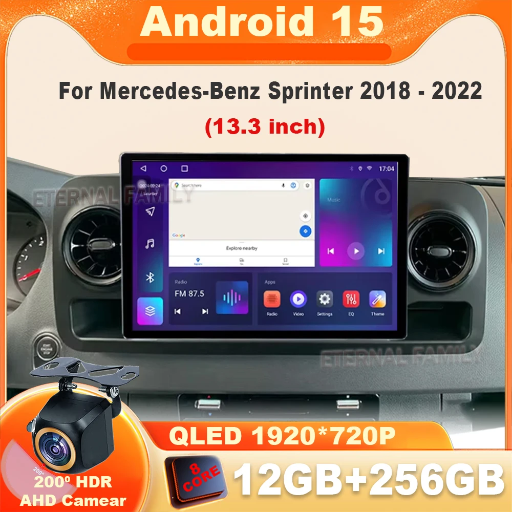

13.3 Inch For Mercedes-Benz Sprinter 2018 - 2022 Carplay Android 15 Car Radio Multimedia Video Player Navigation 4GGPS Bluetooth