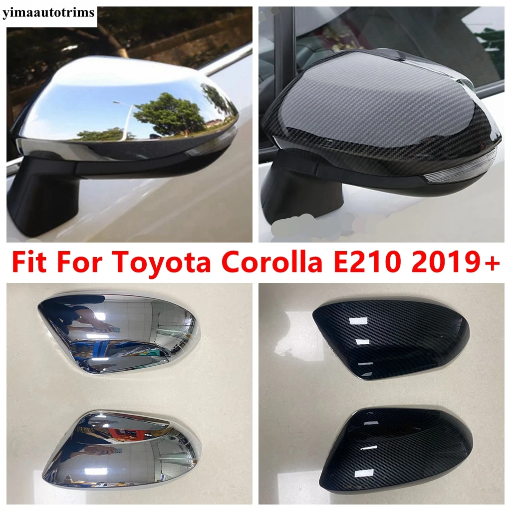 Rearview Mirror Cap Shell Decoration Protection Cover Trim For Toyota Corolla E210 2019 - 2024 Chrome / Carbon Fiber Accessories