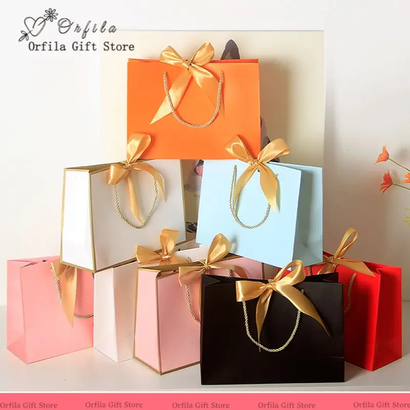 10pcs Paper Gift Bag Box For Packaging With handles Large Clothes Pajamas Shopping Bags For Small Bussines Wedding Party PACKAG