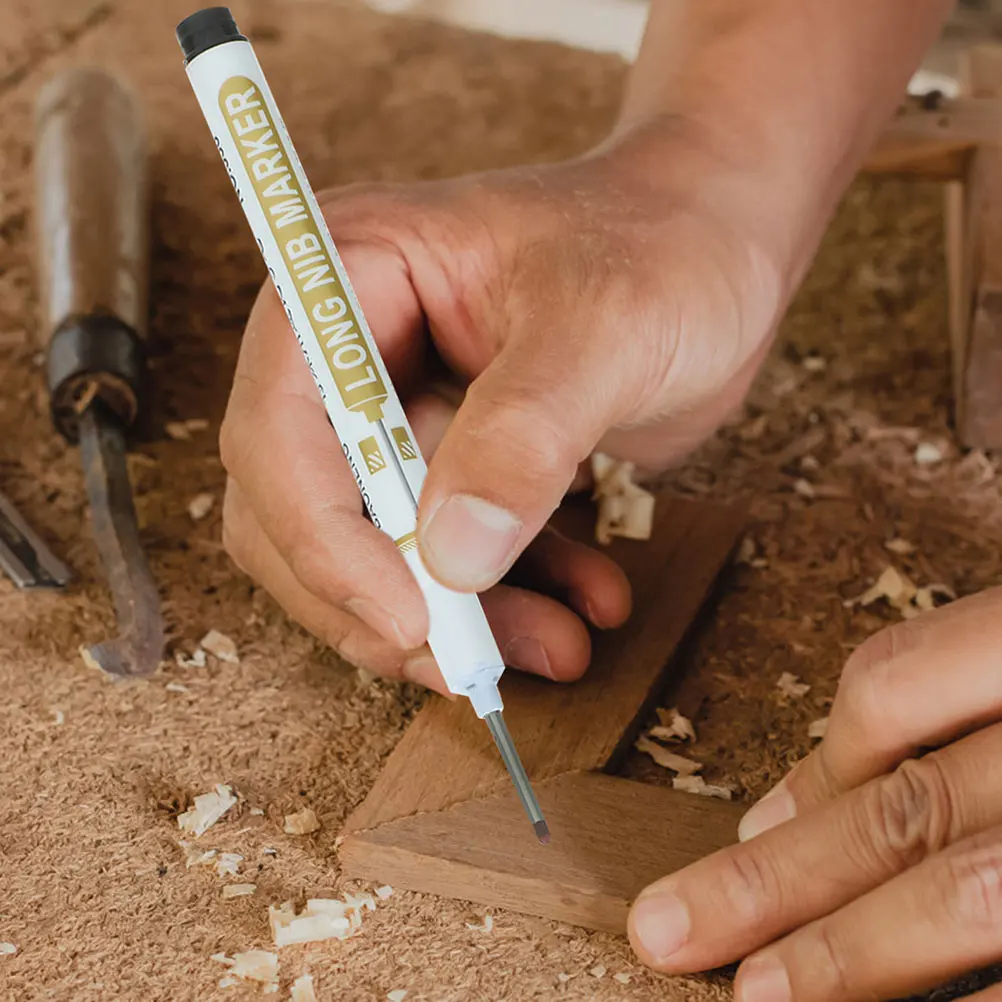 

5Pcs Long Nib Marker Versatile Marking Pen for Deep Hole Furniture Wood Metal Carpenter Construction Long Nib Marker