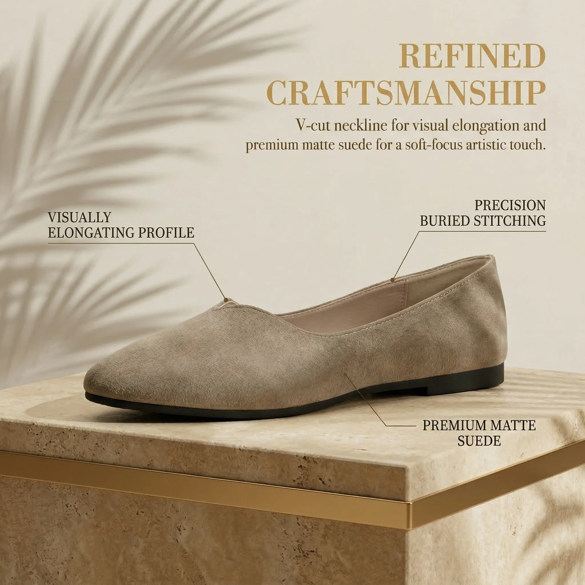 Fashion Women Suede Leather Flat Shoes V Cut Pointed Toe Slip On Soft Sole Casual Daily Walking Office Ballet Loafers