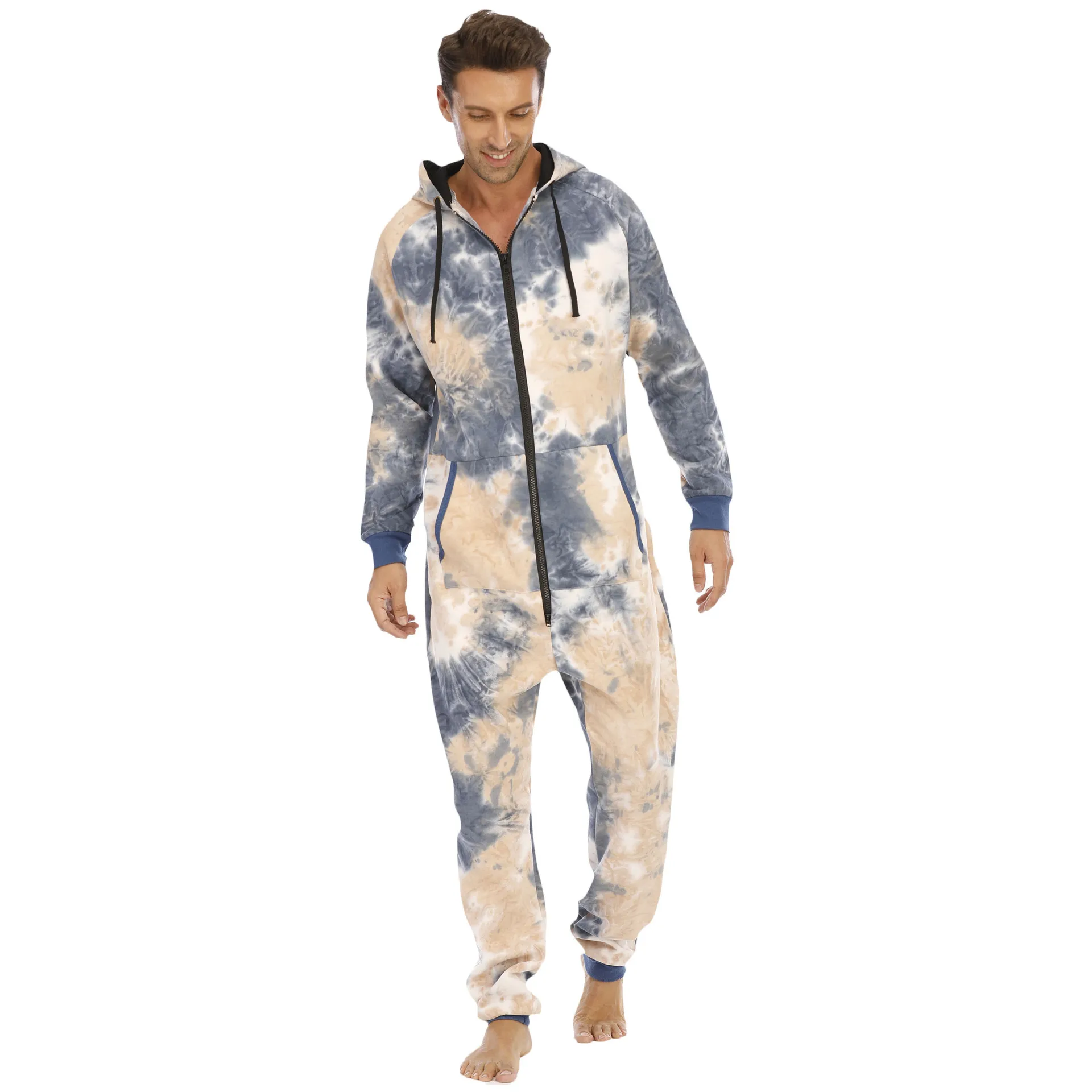 Christmas Sleepwear Kigurumi Hooded Pajama Sets For Adult Men Pajamas Autumn Winter Warm Pyjamas Overall Suits