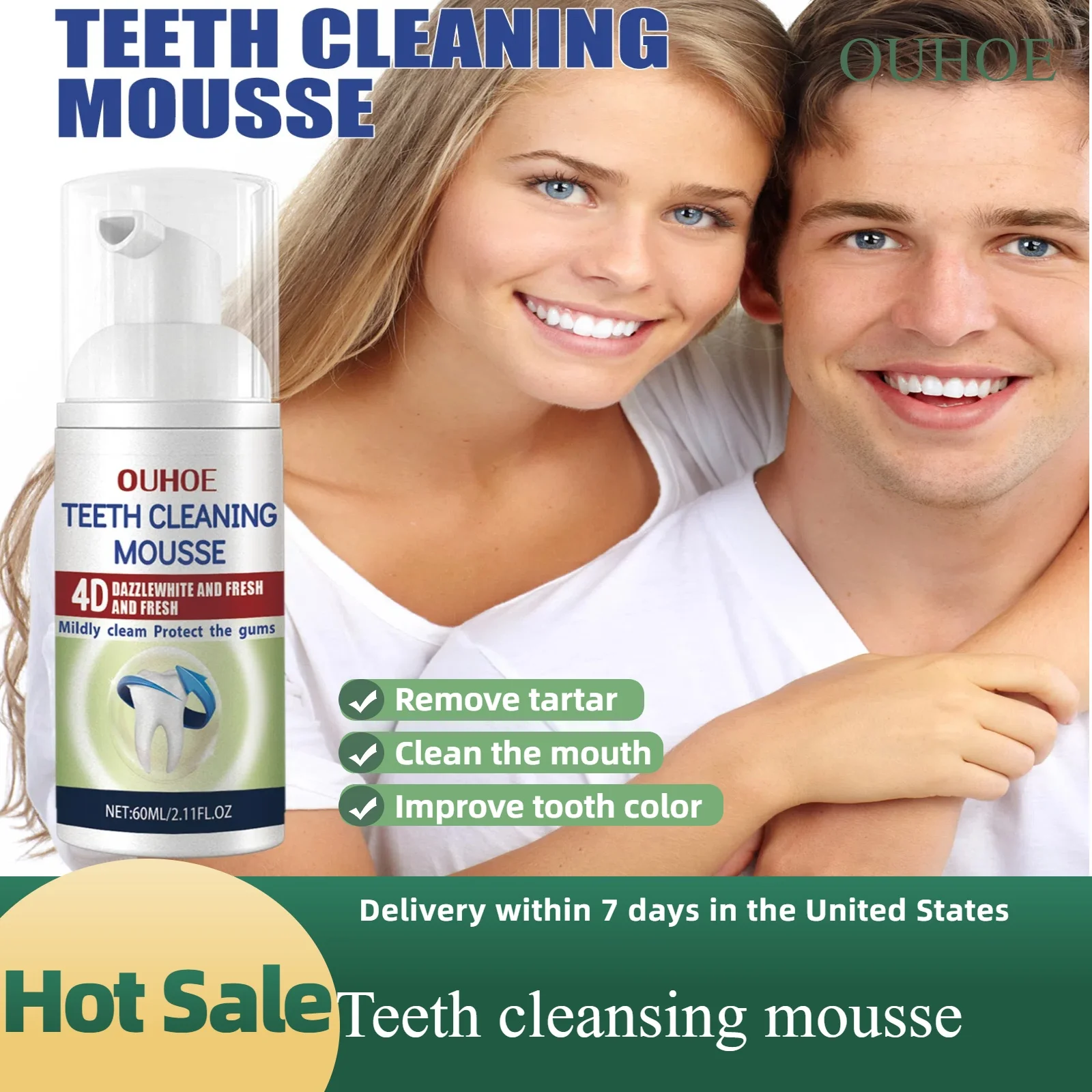 Baking Soda Tooth Mousse Removes Smoke Stains, Removes Yellowing, Freshens Breath, Effectively Removes Yellowing Oral Care