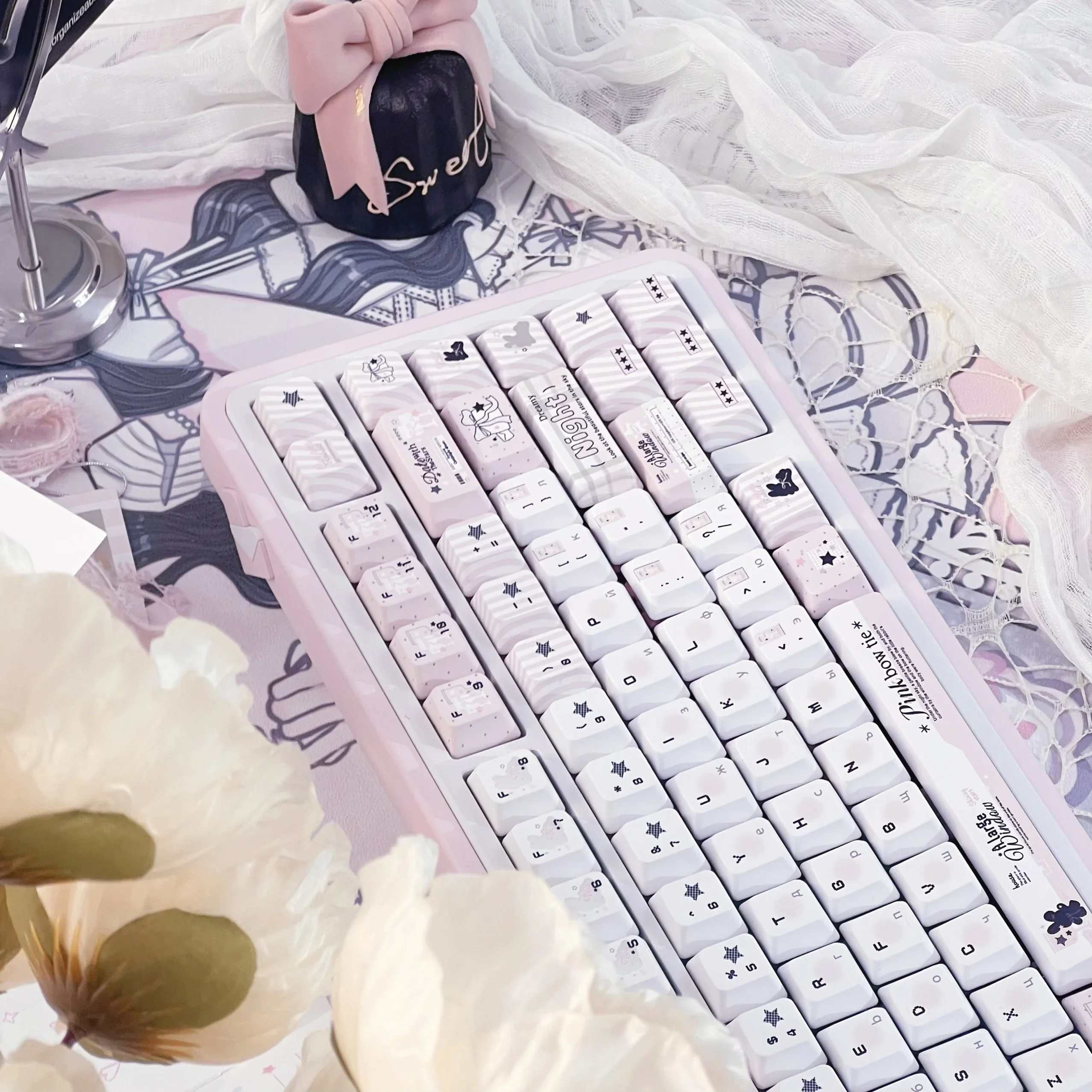 Xinxu granular keycap Fc original mechanical keyboard custom magnetic axis keycap subfamily pink white simple ins keycap